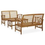 Set mobilier de grădină, 3 piese, lemn masiv de acacia GartenMobel Dekor
