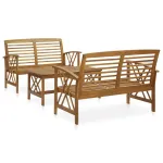 Set mobilier de grădină, 3 piese, lemn masiv de acacia GartenMobel Dekor