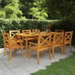 Set mobilier de grădină, 9 piese, lemn masiv de acacia GartenMobel Dekor