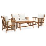 Set mobilier de grădină cu perne, 4 piese, lemn masiv de acacia GartenMobel Dekor