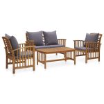 Set mobilier de grădină cu perne, 4 piese, lemn masiv de acacia GartenMobel Dekor