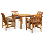 Set mobilier de grădină cu perne, 5 piese, lemn masiv de acacia GartenMobel Dekor