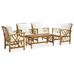 Set mobilier de grădină cu perne, 5 piese, lemn masiv de acacia GartenMobel Dekor