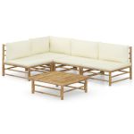 Set mobilier de grădină cu perne alb crem, 2 piese, bambus GartenMobel Dekor