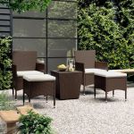 Set mobilier bistro, 3 piese, maro, poliratan/sticlă securizată GartenMobel Dekor