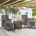 Set mobilier bistro grădină 5 piese gri poliratan/lemn acacia GartenMobel Dekor