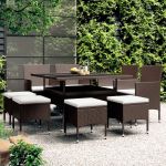 Set mobilier de grădină, 9 piese, maro, poliratan GartenMobel Dekor
