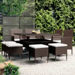 Set mobilier de grădină, 9 piese, maro, poliratan GartenMobel Dekor