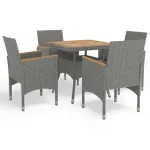 Set mobilier grădină, 5 piese, gri, poliratan, lemn acacia GartenMobel Dekor