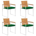 Scaune de grădină cu perne, 4 buc., lemn masiv de acacia GartenMobel Dekor