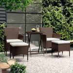 Set mobilier bistro, 3 piese, maro, poliratan/sticlă securizată GartenMobel Dekor
