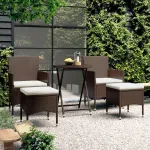 Set mobilier bistro, 3 piese, maro, poliratan/sticlă securizată GartenMobel Dekor