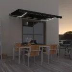Copertină retractabilă manual LED, antracit, 400x350 cm GartenMobel Dekor