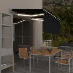 Copertină retractabilă manual cu stor&LED, antracit, 3x2,5 m   GartenMobel Dekor