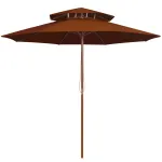 Umbrelă de soare dublă, stâlp din lemn, cărămiziu, 270 cm GartenMobel Dekor