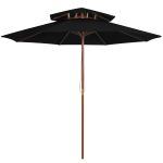 Umbrelă de soare dublă, stâlp din lemn, negru, 270 cm GartenMobel Dekor
