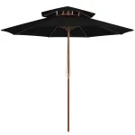 Umbrelă de soare dublă, stâlp din lemn, negru, 270 cm GartenMobel Dekor
