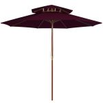 Umbrelă de soare dublă, stâlp din lemn, roșu bordo, 270 cm GartenMobel Dekor
