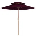 Umbrelă de soare dublă, stâlp din lemn, roșu bordo, 270 cm GartenMobel Dekor