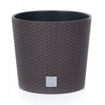 Ghiveci decorativ de flori, Prosperplast, Rato Round, rotund, maro, imitatie ratan, 25x22.4 cm GartenVIP DiyLine