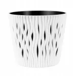Ghiveci decorativ de flori, rotund, alb, 7.9 L, 26.2x22.2 cm, Sandy Round GartenVIP DiyLine