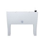 Jardiniera decorativa, cu picioare, sistem irigare, imitatie ratan, alb, 30 L, 60x25x46 cm, Rato Case High GartenVIP DiyLine