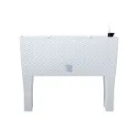 Jardiniera decorativa, cu picioare, sistem irigare, imitatie ratan, alb, 30 L, 60x25x46 cm, Rato Case High GartenVIP DiyLine