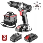 Masina de gaurit, insurubat (bormasina), cu 2 acumulatori 2 Ah, incarcator, 18 V Li-ion, geanta, mandrina 2-13 mm, Graphite Energy GartenVIP DiyLine