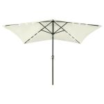 Umbrelă de soare cu stâlp din oțel & LED-uri, nisipiu, 2x3 m GartenMobel Dekor