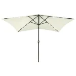 Umbrelă de soare cu stâlp din oțel & LED-uri, nisipiu, 2x3 m GartenMobel Dekor