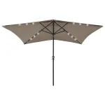Umbrelă de soare cu stâlp din oțel & LED-uri, taupe, 2x3 m GartenMobel Dekor