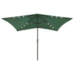 Umbrelă de soare cu stâlp din oțel & LED-uri, verde, 2x3 m GartenMobel Dekor