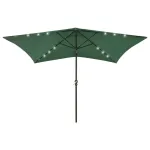 Umbrelă de soare cu stâlp din oțel & LED-uri, verde, 2x3 m GartenMobel Dekor