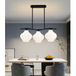 Lustră suspendată modernă LM521/3BK, 3xE27, negru alb, 59x20x25 cm