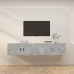 Dulapuri TV montate pe perete, 2 buc., gri beton, 100x34,5x40cm GartenMobel Dekor