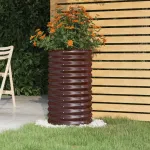 Jardinieră grădină maro 40x40x68 cm oțel galvanizat GartenMobel Dekor