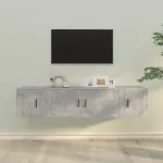 Set dulapuri TV, 3 piese, gri beton, lemn prelucrat GartenMobel Dekor