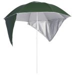 Umbrelă soare de plajă cu pereți laterali, verde, 215 cm GartenMobel Dekor