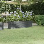 Strat înălțat grădină 152x40x36 cm oțel galvanizat GartenMobel Dekor