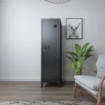 Dulap metalic vestiar cu cheie Kurikka, 137x38x38 cm, negru