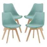 Set 4 scaune dining Flăten, mentă, cu șezut tapițat și picioare din lemn