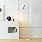 Lampadar Norwich alb reglabil din metal, design modern, 160 cm