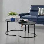 Set 2 măsuțe de cafea Korenica, rotunde, negre, metal, max. 20 kg