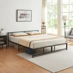 Pat metalic Meran 180x200 cm din otel, negru, cu somiera inclusa