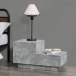 Noptieră Sebokeng cu 2 sertare, finisaj beton, 70x38x35 cm