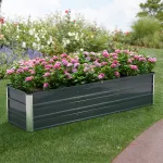 Strat înălțat pentru grădină Nijmegen 183x47x40 cm, oțel galvanizat