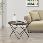 Masuta de cafea rotunda Goskamark 80x50 cm, otel si lemn inchis