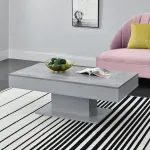 Masă de cafea modernă Lünen cu 2 spații de depozitare, gri beton