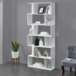Bibliotecă Borrby albă 192x80x24 cm, design modern, en.casa