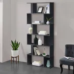 Bibliotecă Borrby cu 6 rafturi, 192x80x24 cm, gri închis, en.casa